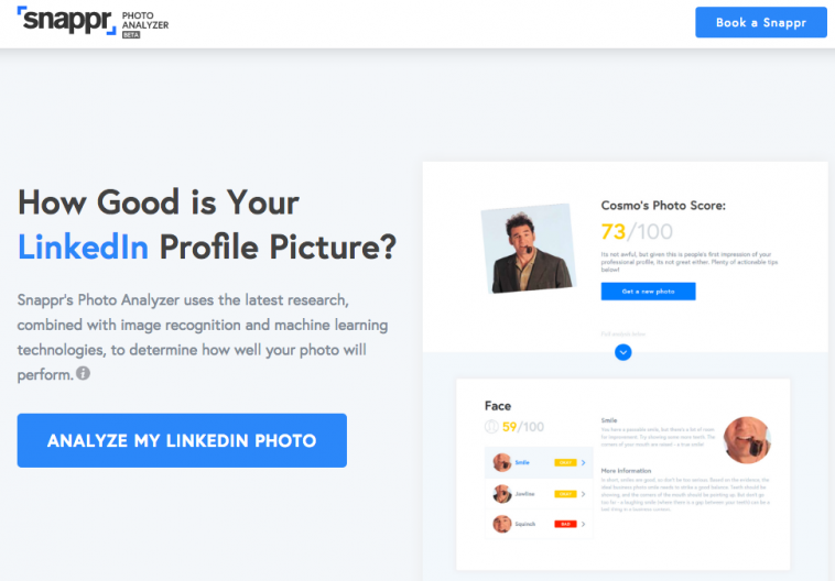Snappr’s Photo Analyzer inspects your LinkedIn profile picture and