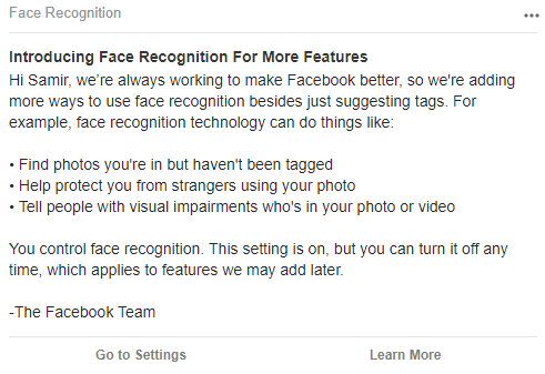 facebook recognition