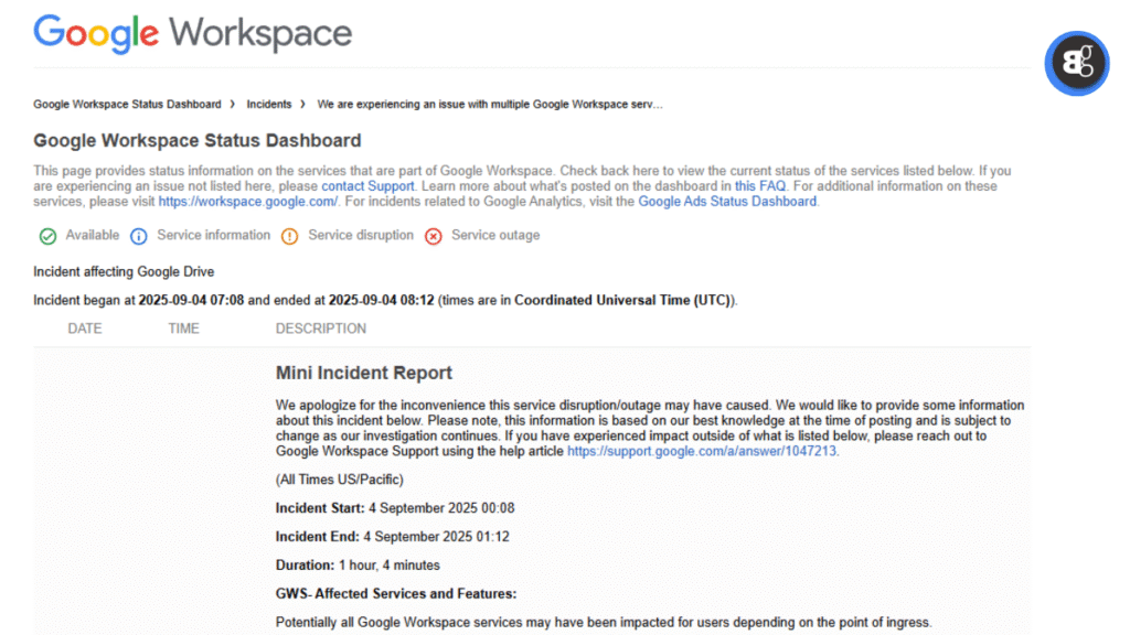Google-Workspace-Status-Dashboard